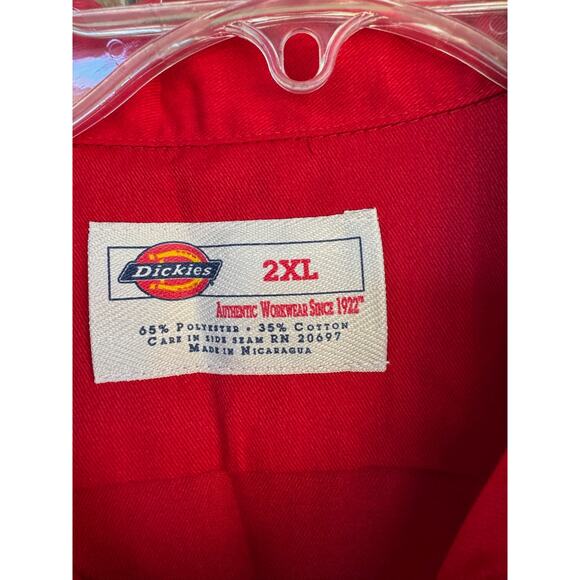 Dickies Short Sleeve Work Shirt-Red-Size 2XL - Picture 2 of 4